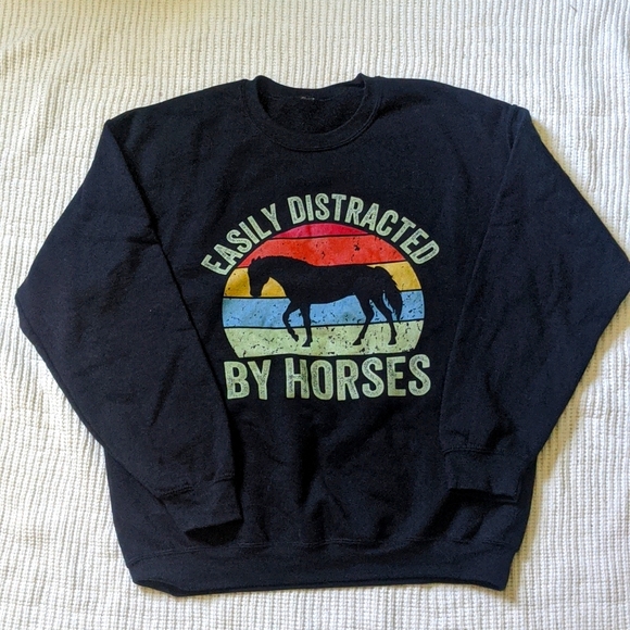 Horse equestrian sweatshirt black - Picture 1 of 2